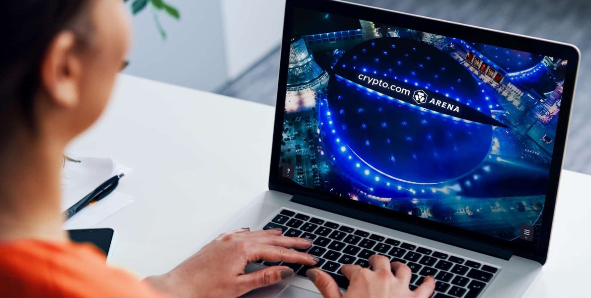 CryptoCom Arena and OnePlan on laptop