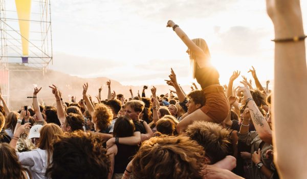 A crowd of people at a music festival